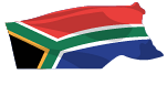An illustration of the South African flag with the text 